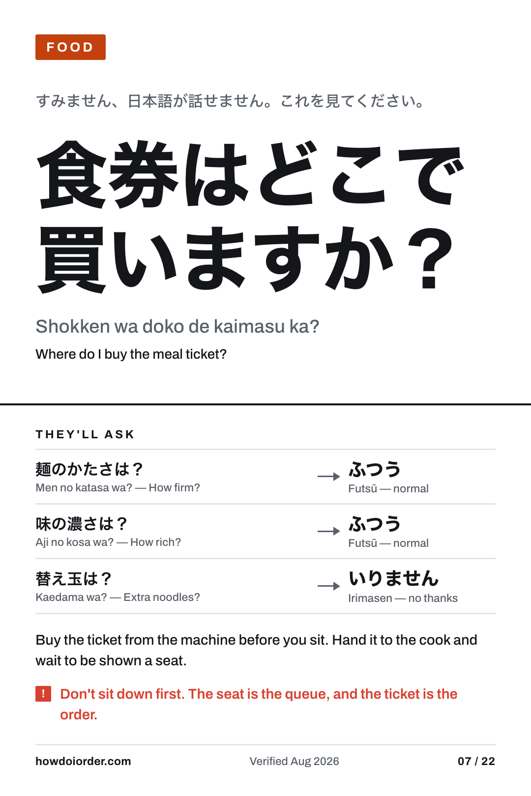 Where do I buy the meal ticket? — the food card, held up at a counter